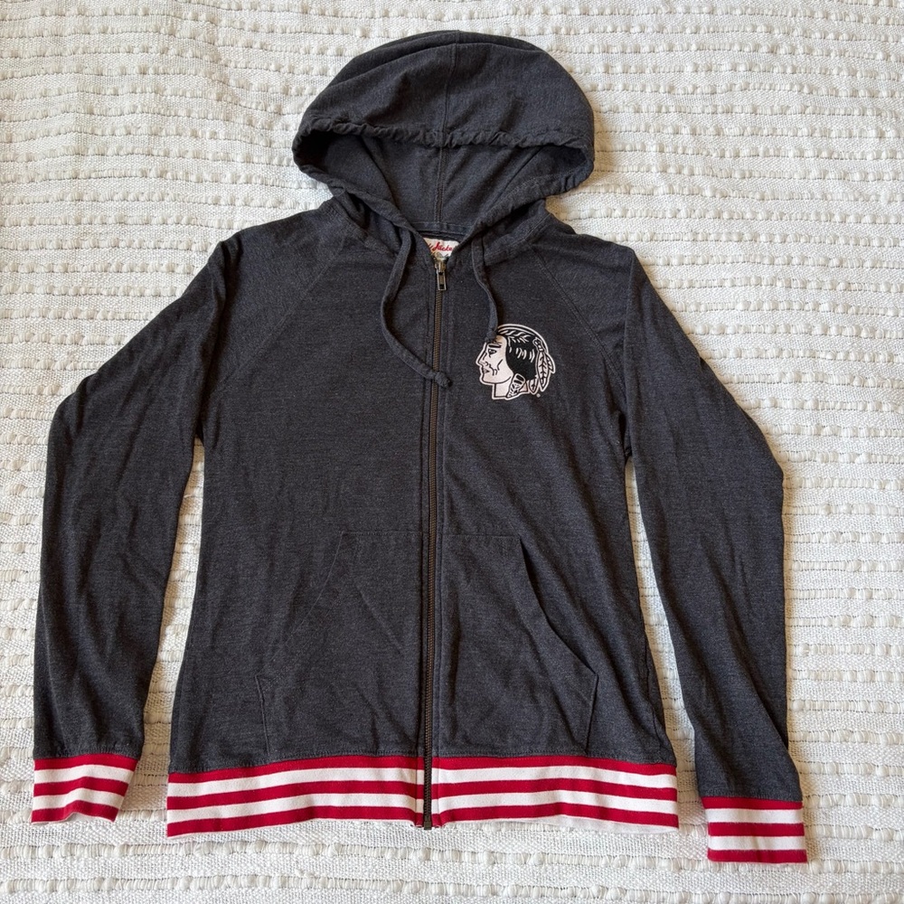 Red Jacket Chicago Blackhawks Full Zip Gray and Red Sweatshirt Hoodie Size Small